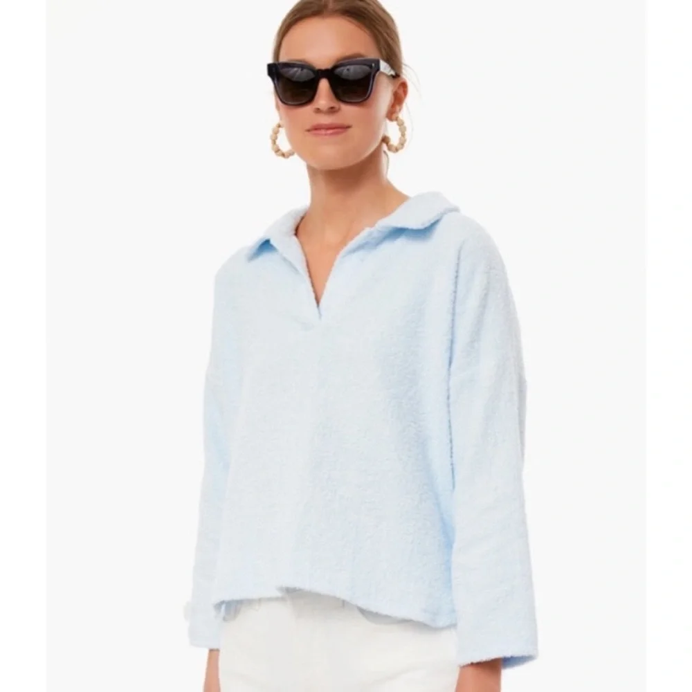 Tuckernuck Pomander Place Terry Cotton Collared Light Blue Pullover NWT Size XS - Picture 2 of 12